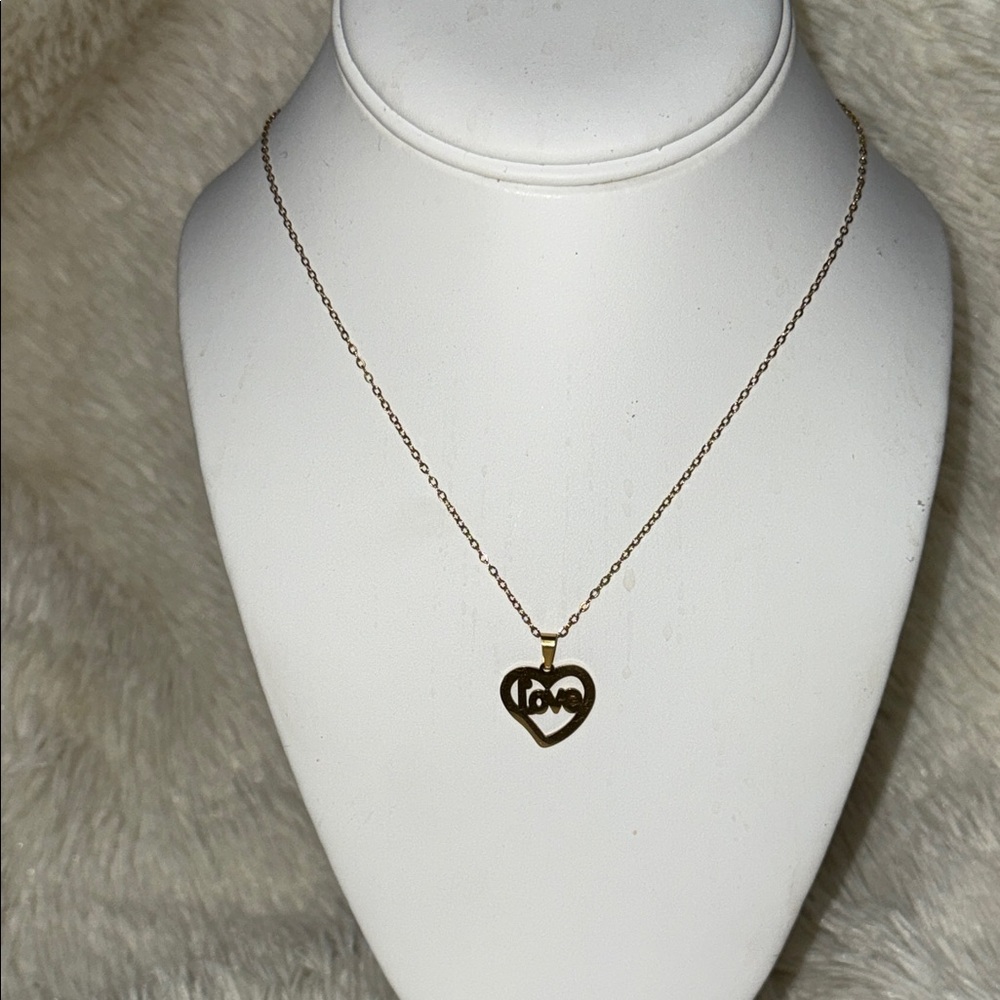 Stainless Steel Gold Heart Pendant Necklace